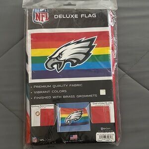 NFL Deluxe Flag with Eagles Logo and Rainbow Colors